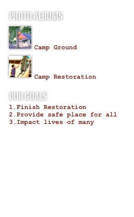 photo albums
￼

Camp Ground￼

Camp Restoration
Our Goals
Finish Restoration
Provide safe place for all
Impact lives of many
Contact Info
Alex Ankudovich  (215) 779-7160 (Engl.) 
Serg Shach (267) 269-4682 (Pусс.)